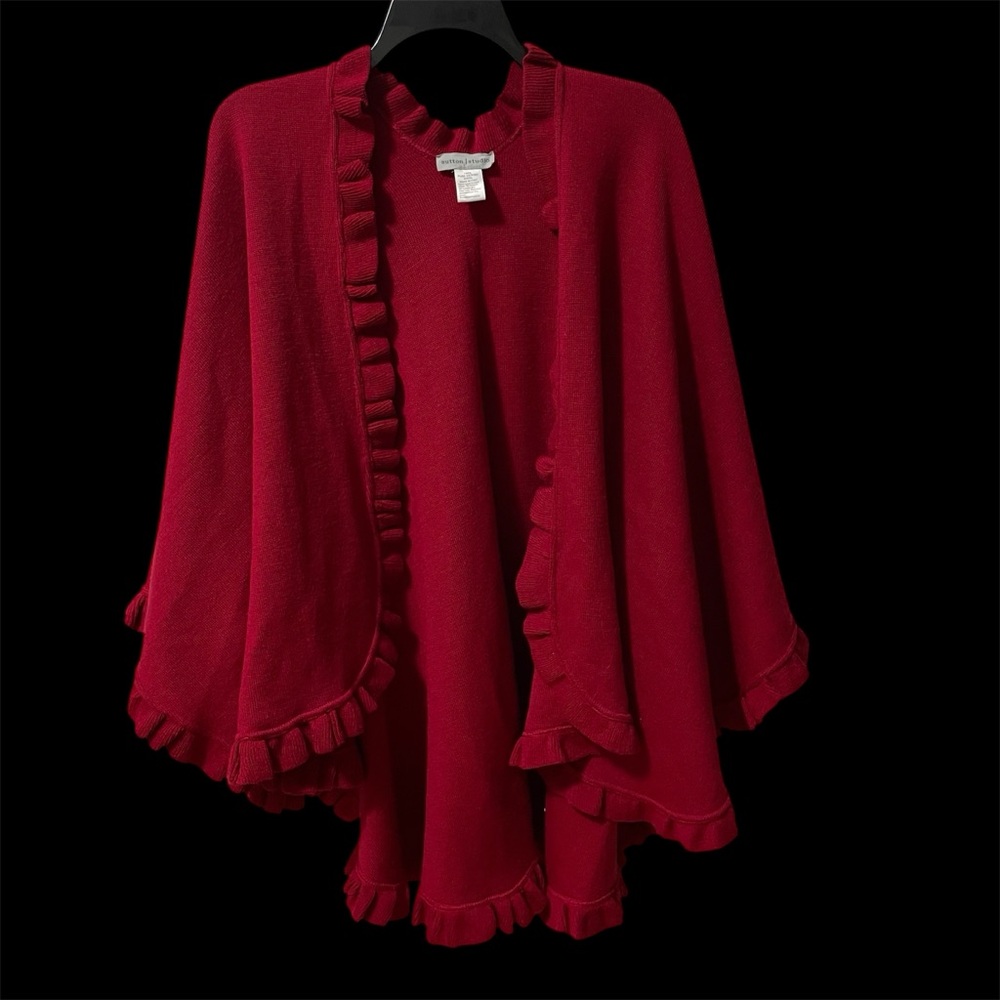 Shaw/Cape Sutton Studio One Size 100% Pure Merino Wool Firey Red Made in Italy